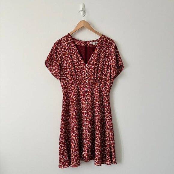 Madewell V-Neck Button-Front Mini Dress in Spring Prairie Size 4 - Picture 3 of 7